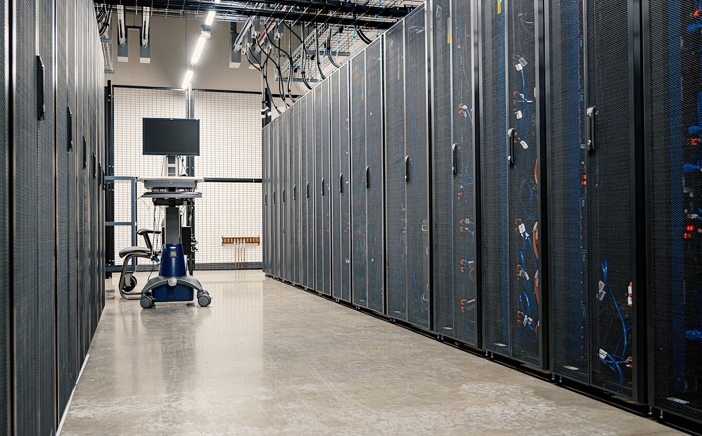 Data center server aisle managed by Dupplicate LLC